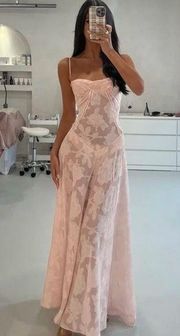 House of Cb 'Seren' Soft Pink Floral Lace Back Maxi Dress NWT size XL