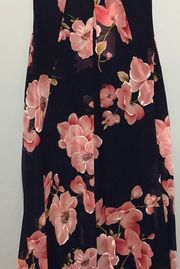 Navy Cherry Blossom Midi Dress