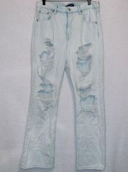 Aeropostale AERO Light Wash Denim Distressed High Rise 90s Baggy Straight Jeans