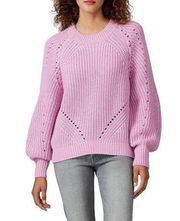 PARKER Dennis Chunky Open Knit Oversized Sweater Balloon Sleeve Light Pink Women