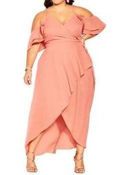 City Chic Melon Orange Elegant Maxi Dress Sz.L(20) NWT