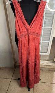 NWOT  sleeveless gauze crotchet maxi dress