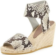 Vince Snake Skin Embossed Espadrille Wedge Sandals Size 8