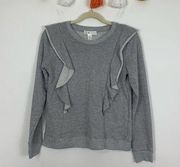 Eye Candy Gray Ruffle Crewneck Sweatshirt Medium