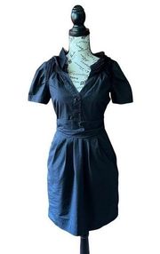 bcbgeneration Womens Black dress Cap Sleeve Mini Trench Dress Grunge Academia 6