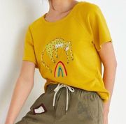 Anthropologie Jarmel by Jarmel Leopard Rainbow Graphic Tee Women's Size Medium