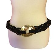 Vintage 80s black n gold braided chunky belt