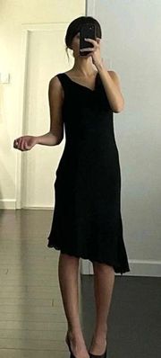 Vintage Y2K Asymmetric Cowl Neck Midi Dress Black Size 5/6