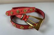 Vintage Statement Womens Belt The Limited Lions Pink Coral Large Gold Tone