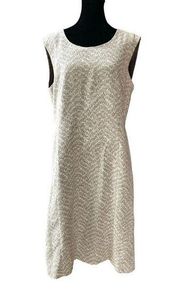 Lafayette 148 New York Neutral Sleeveless Tweed Shift Dress Women's Size 14