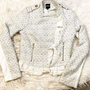 Xoxo Size Small Gold White Frill Zipper Blazer Kawaii Professional chic Trendy S