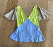 Stine Goya - Color Block Peplum Top in Yellow & Blue