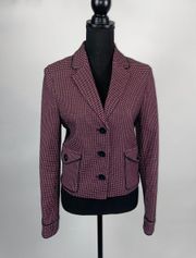Blazer suit jacket  Size 10 Black + Red White Polka Dots.