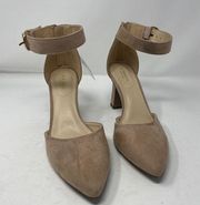 Liz Claiborne Houston Dress Heels Pumps 9.5 Almond Toe Faux Suede Block Heel