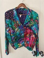 Vintage Carole Little Vibrant Bomber Jacket - size 10