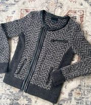 Sweater Moto Zip Up Cardigan Sweater Academia Edgy Cool Urban M