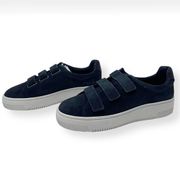 SANDRO PARIS Marine Blue Leather Suede E17 Amazing Sneakers