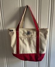 Lands End canvas tote red