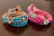 Juicy Couture | Beaded Wrap Bracelets Set of 2 Pink Blue Embellished