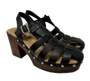 Korks By Kork-Ease Whitney Platform Sandals Women's Size 8 Black Faux Leather