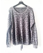 Barefoot Dreams Gray Leopard Print CozyChic Ultra Lite Sweatshirt Women's Size L