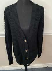 Zenana Black Button Up Cardigan Size Large