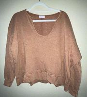 NWOT Pink Lily Top Knot Mama Camel Pullover Size XS