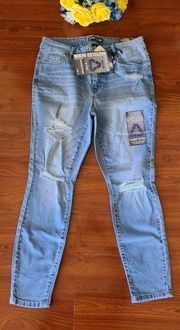 Indigo Fusion Distressed Jeans Size 14