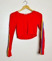 Red Boutique  Rainbow Sleeve Crop Top Size L NWT