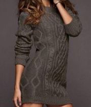 Moda International Taupe Cable Knit Long Sleeve Wool Blend Dress Size Small