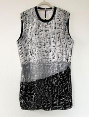 Helmut Lang Women White/Black Silk Annex Sleeveless Mini Dress Size 6