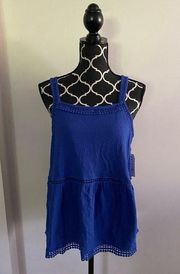 NWT Time and Tru Blue Boho Sleeveless Lace Pullover Strapless Tank size S (4-6)