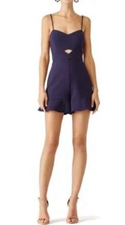 Likely Calhoun Navy Blue Cutout Bodice Ruffle Hem Romper Shorts Size 4