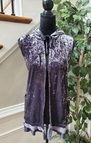 LOGO by Lori Goldstein Womens Purple Sleeveless Drawsting Hooded Vest Size Small