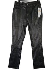 TINSELTOWN Juniors' 7/28 Black Patent Leather High Rise The Mom Jean Pants