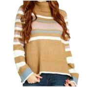 Altar’d State Multicolor Striped Turtleneck Sweater Size S Brown Long Sleeve