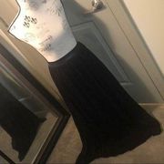 Faux Leather Waist  Maxi Skirt