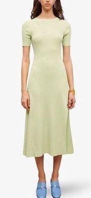 MAJE Verts Ruched Lace Up Ribbed Midi Dress NWT in Size 38 (6)