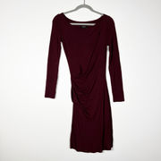 Babaton Aritzia Joaquin Modal Stretch Knit Ruched Bodycon Mini Dress Burgundy