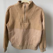 Heartloom Tan Sherpa Teddy Pullover Quarter Zip Sweatshirt Size: M