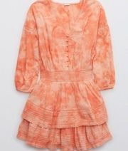 NWOT AERIE ROCK 'N' RUFFLE TIE DYE MINI DRESS Small