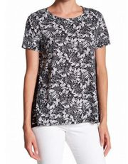 Joe Fresh Women Floral See thru Lace Back Swing Knit Top - Black Grey - Size XS