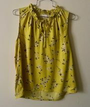 Yellow Floral Sleeveless Blouse Size large