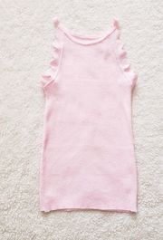 Baby Pink Ribbed Knit Tank Top