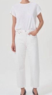 31 NEW 90s Crop Mid Rise Loose Straight Jeans White