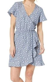 J. Crew Mercantile NWT Chambray Floral Faux Wrap Dress Sz L