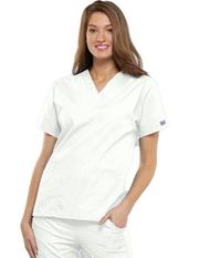 Cherokee Workwear 4700 Scrubs Top Women's V-Neck White New Medium Short Sleeve