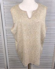 Sleeveless V Neck Sweater Peach/White/Green-22/24