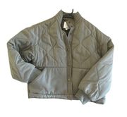 olive green quilted,  lined Bomber Jacket, oversized, XS