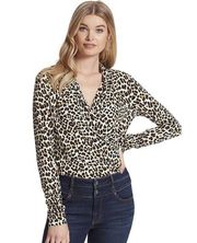 NWT Jessica Simpson Wrap Cheetah Leopard Bodysuit Top Shirt